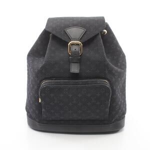 Louis Vuitton Montsouris Monogram Blue Backpack Canvas Leather Navy Bag